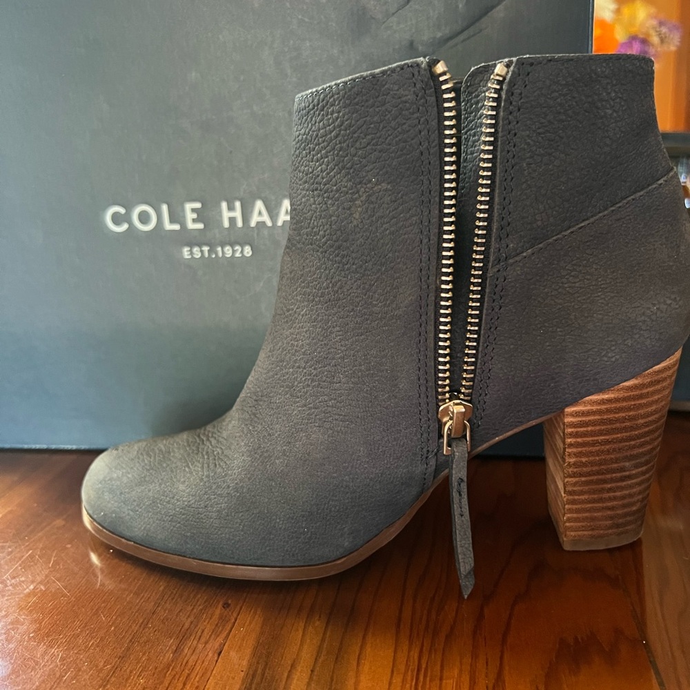 Cole Haan blue suede ankle boots 7.5